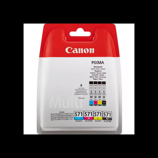 MULTIPACK CANON CLI-571BK-C-M-Y 0386C005 CARTUCCIA ORIGINALE PER CANON PIXMA MG5700 MG6800 MG7700 571BK-C-M-Y