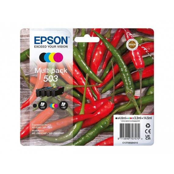 MULTIPACK EPSON T503 BK-C-M-Y C13T09Q64010 CARTUCCIA ORIGINALE PER EPSON EXPRESSION XP 5200,XP 5205, WORKFORCE WF 2960,WF 2965