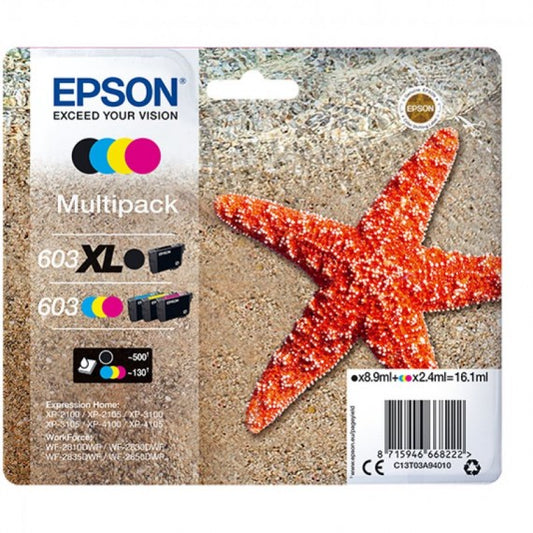 MULTIPACK EPSON T603BKXL C-M-Y STANDARD C13T03A94020 ORIGINALE PER EPSON PER XP-2100,3100,WF-2810,2830,2835