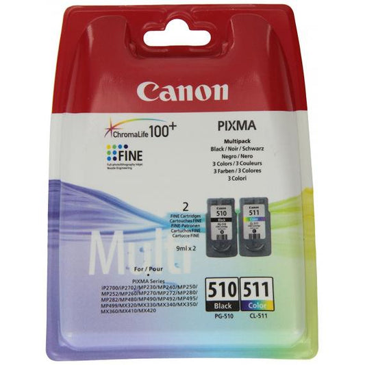MULTIPACK ORIGINALE CANON PG-510 CL-511 2970B010 PER CANON MP 240, MP 260, MP 480, MX 330, MX 320