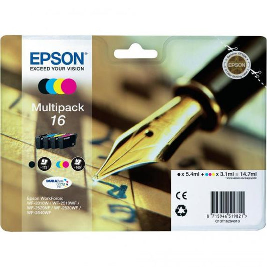 MULTIPACK ORIGINALE EPSON T1626 PER EPSON WF2010W 2510WF 2520NF 2530WF C13T16264012 16 CAPACITA 14,7ML
