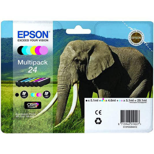 MULTIPACK ORIGINALE EPSON T2428 6 COLORI C13T24284011 PER EPSON XP750 XP850 XP860 XP950 XP55 T24 BK-C-M-Y-LC-LM