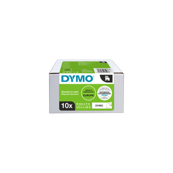 Nastri Dymo D1 - 9 mm x 7 mt - nero/bianco - Dymo - value pack 10 pezzi