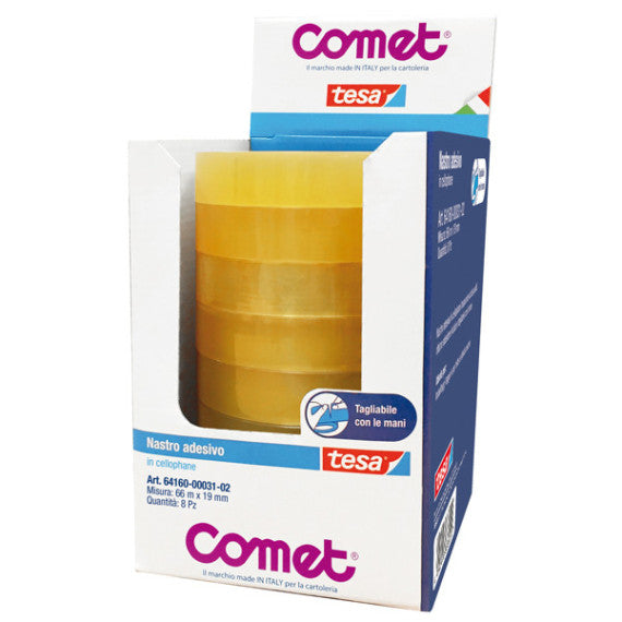 Nastro adesivo - 1,9 cm x 66 m - cellophane - trasparente - Comet