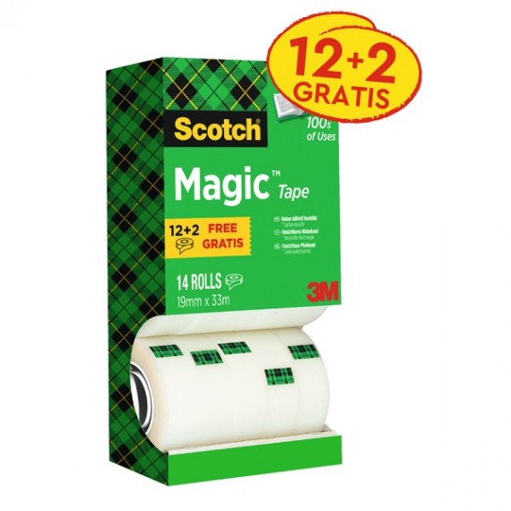 Nastro adesivo Magic™ 810 - permanente - 1,9 cm x 33 m - trasparente - Scotch - Multi Pack 12+2 rotoli