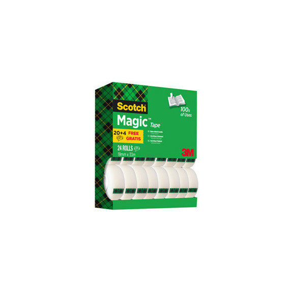 Nastro adesivo Magic™ 810 - permanente - 1,9 cm x 33 m - trasparente - Scotch - Value Pack 20+4 rotoli