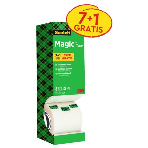 Nastro adesivo Magic™ 810 - permanente - 1,9 cm x 33 m - trasparente - Scotch - Value Pack 7+1 rotoli