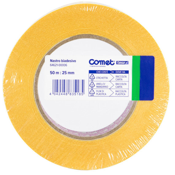 Nastro biadesivo - 2,5 cm x 50 m - trasparente - Comet