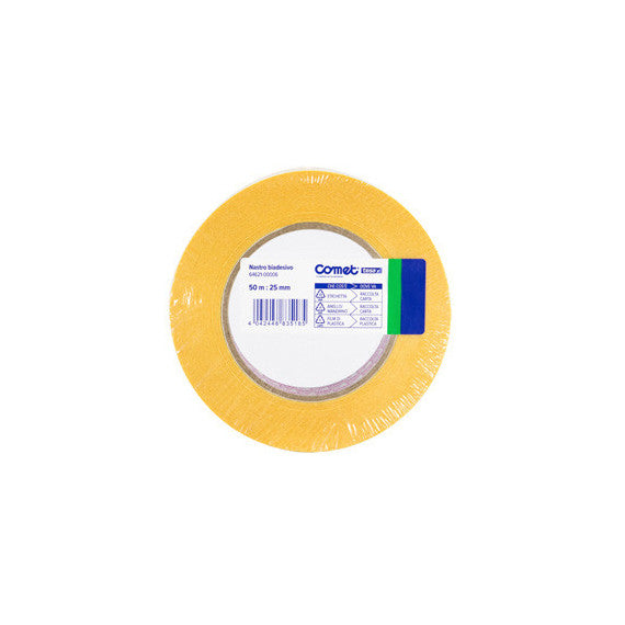 Nastro biadesivo - 2,5 cm x 50 m - trasparente - Comet