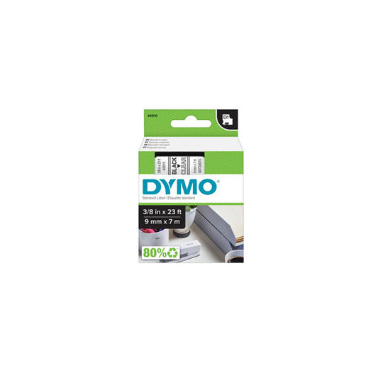 Nastro D1 409100 - 9 mm x 7 mt - nero/trasparente - Dymo