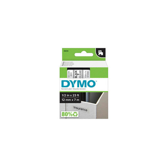 Nastro D1 450100 - 12 mm x 7 mt - nero/trasparente - Dymo