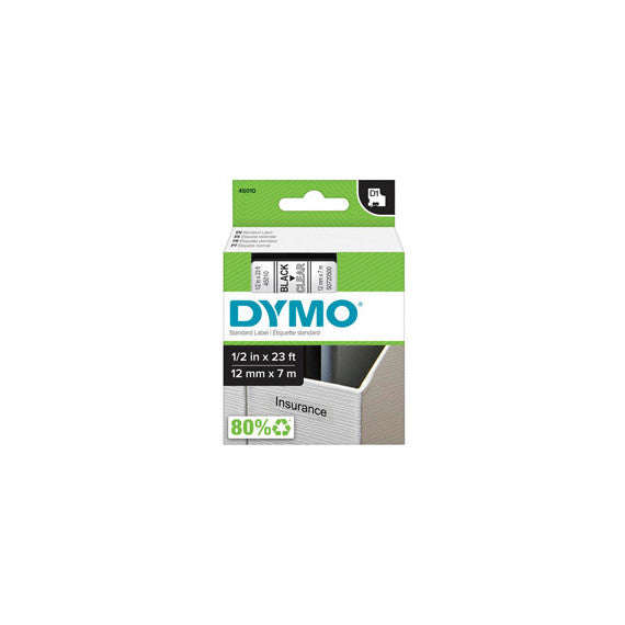 Nastro D1 450100 - 12 mm x 7 mt - nero/trasparente - Dymo