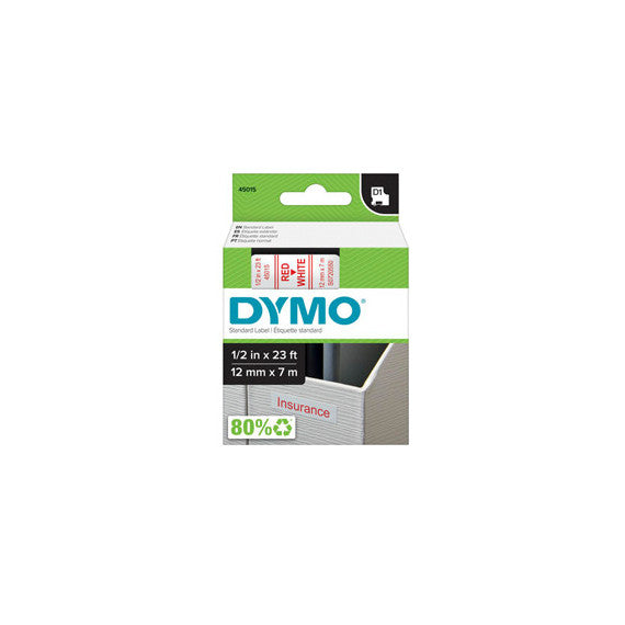 Nastro D1 450150 - 12 mm x 7 mt - rosso/bianco - Dymo