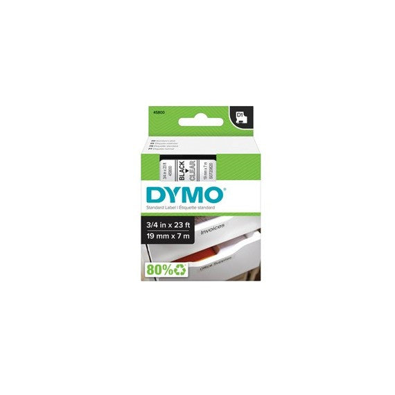 Nastro D1 458000 - 19 mm x 7 mt - nero/trasparente - Dymo