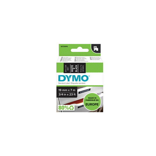 Nastro D1 458110 - 19 mm x 7 mt - bianco/nero - Dymo