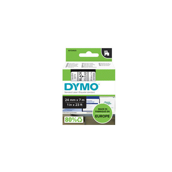 Nastro D1 537100 - 24 mm x 7 mt - nero/trasparente - Dymo