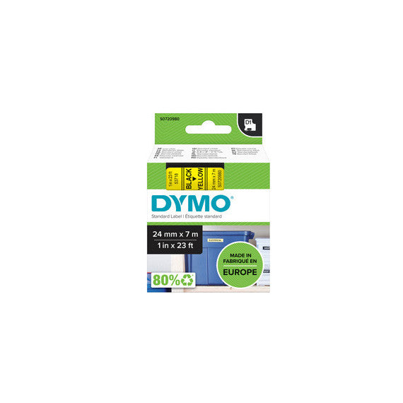 Nastro D1 537180 - 24 mm x 7 mt - nero/giallo - Dymo