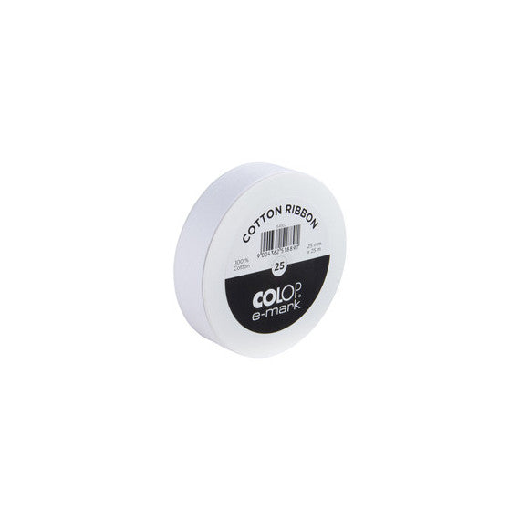 Nastro in cotone E-mark - 25 mm x 25 m - bianco - Colop
