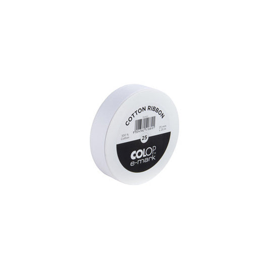Nastro in cotone E-mark - 25 mm x 25 m - bianco - Colop