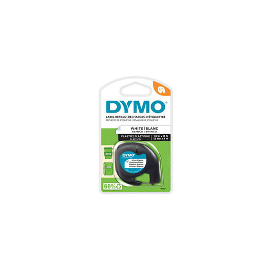Nastro Letratag 912010 - in plastica - 12 mm x 4 mt - bianco - Dymo
