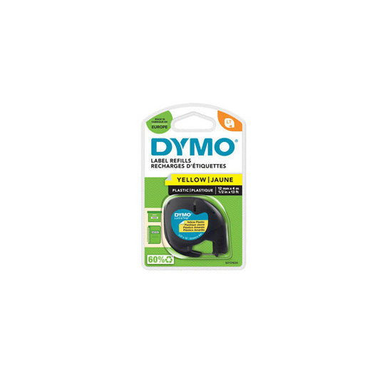 Nastro Letratag 912020 - in plastica - 12 mm x 4mt - giallo - Dymo