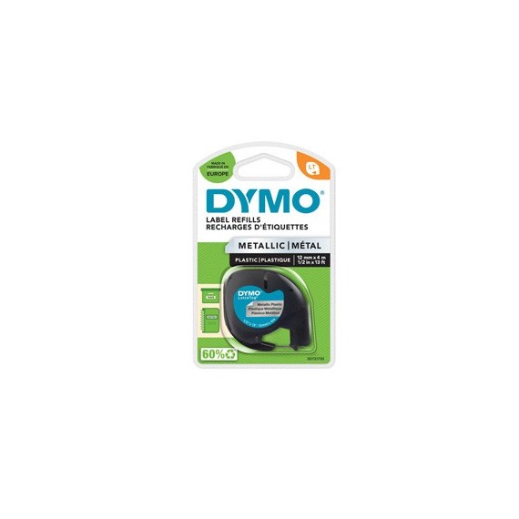 Nastro metallico Letratag 912080 - 12 mm x 4 mt - argento - Dymo
