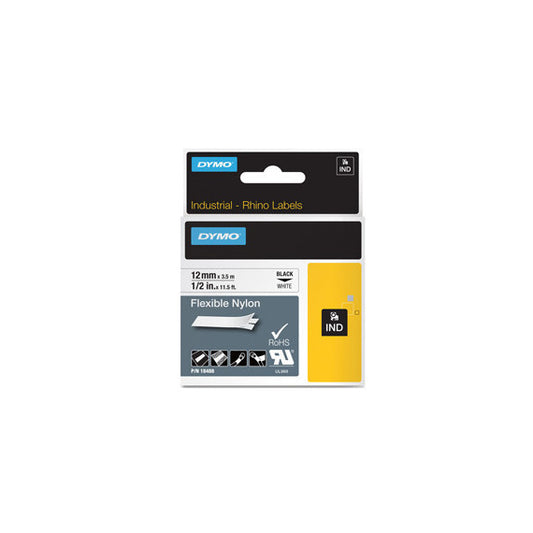Nastro Rhino 1734524 - 24 mm x 3,5 mt - nylon flessibile - nero/bianco - Dymo