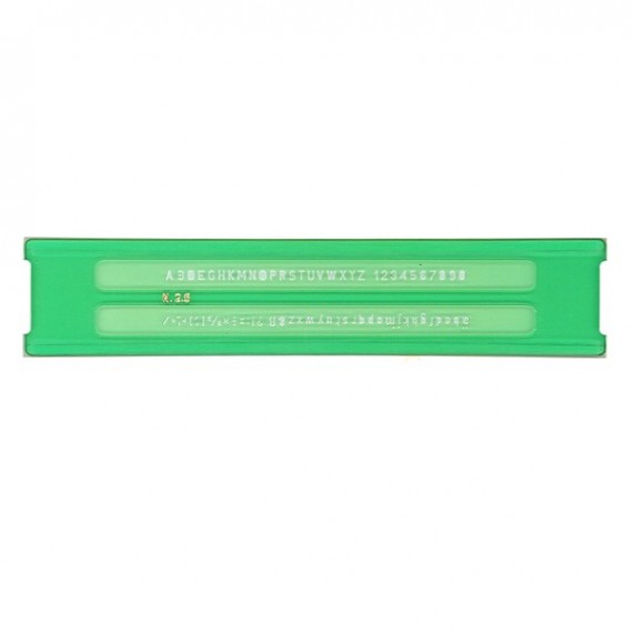 Normografo lettere e cifre Uni - 2,5mm - verde - Arda