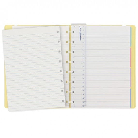 Notebook - con elastico - copertina similpelle - A5 - 56 pagine - a righe - giallo limone - Filofax