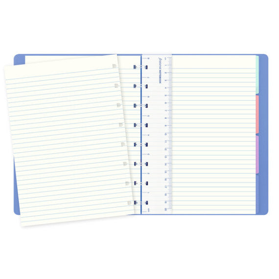 Notebook - con elastico - copertina similpelle - A5 - 56 pagine - a righe - blu pastello - Filofax