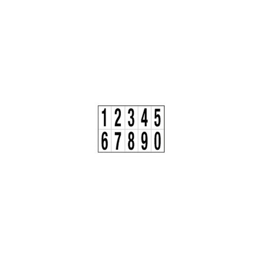 Numeri adesivi da 0 a 9 - in PVC - 56 x 99 mm - 10 et/fg - 1 foglio - nero/bianco
