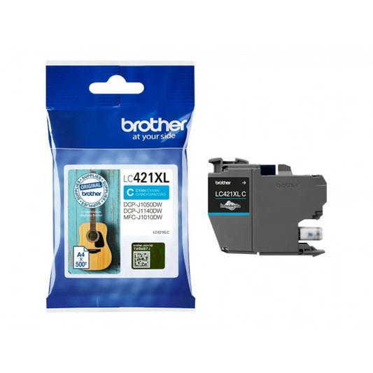 ORIGINALE BROTHER LC421XLC CIANO ALTA CAPACITA' CARTUCCIA PER BROTHER DCP-J1050DW,J1140DW,MFC-J1010DW LC-421XL 500 PAGINE