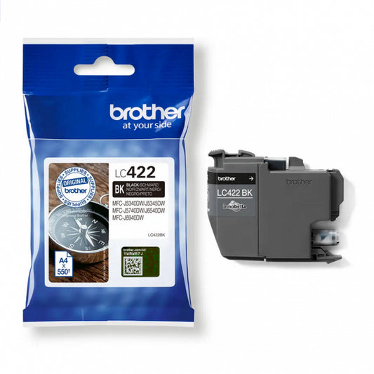 ORIGINALE BROTHER LC422BK NERA CARTUCCIA ORIGINALE PER BROTHER MFC J5340DW,J5740DW,J6540DW,J6940DW LC-422 550 PAGINE