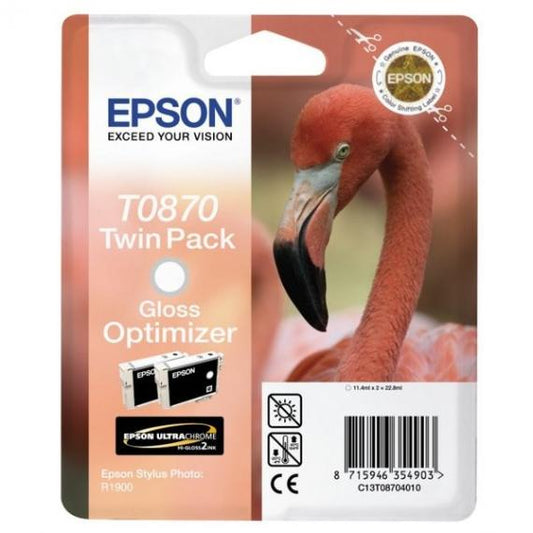 ORIGINALE EPSON T0870 OTTIMIZZATORE LUCIDO C13T08704010 PER EPSON STYLUS PHOTO R1900 TWIN PACK 11,4MLX2