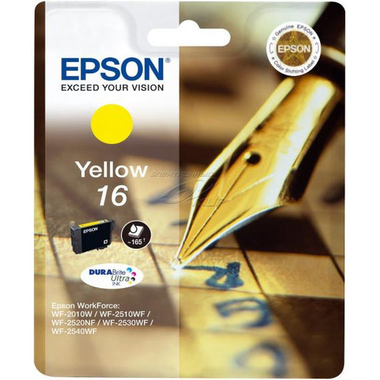 ORIGINALE EPSON T1624 GIALLA PER EPSON WF2010W 2510WF 2520NF 2530WF C13T16244010 16 CAPACITA 3,1ML 165 PAGINE