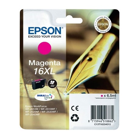 ORIGINALE EPSON T1633XL MAGENTA PER EPSON WF2010W 2510WF 2520NF 2530WF C13T16334012 16XL CAPACITA 6,5ML