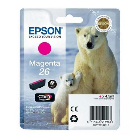 ORIGINALE EPSON T2613 MAGENTA C13T26134010 EPSON EXPRESSION PREMIUM XP600 XP605 XP700 XP800 26 CAPACITA 4.5ML 300 PAGINE