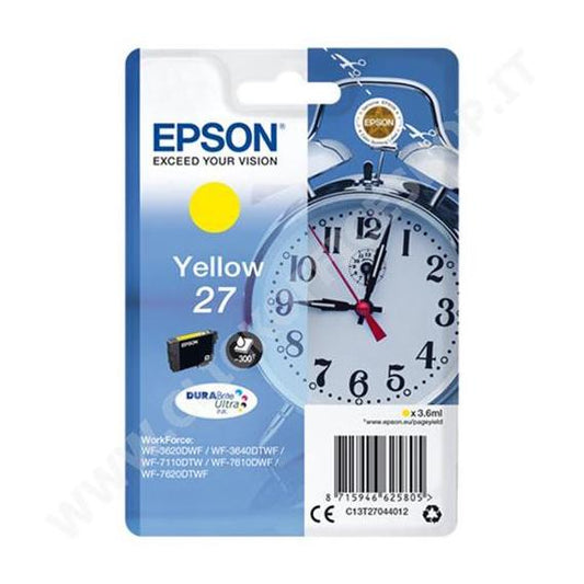 ORIGINALE EPSON T2704 GIALLA C13T27044012 PER EPSON WF3620 WF3640 WF7110 WF7610 WF7620 27 3,6ml 300 PAGINE