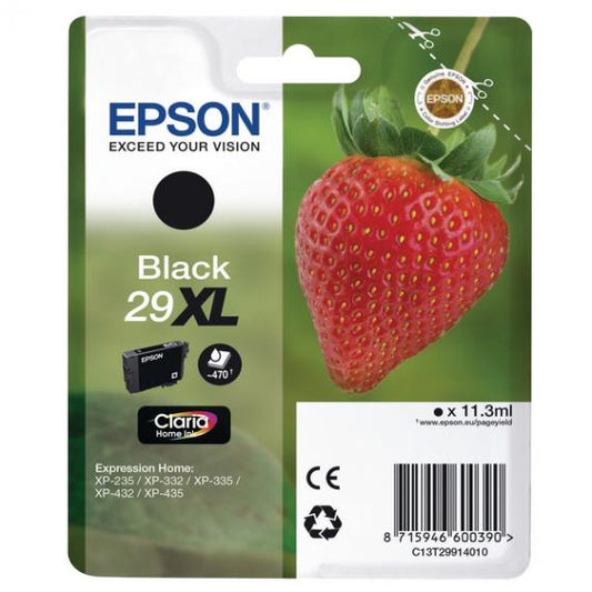 ORIGINALE EPSON T2991XL NERA PER EPSON EXPRESSION HOME XP235 XP332 XP335 XP432 XP435 2991 29XL C13T29914010 CAPACITA 11,3ML