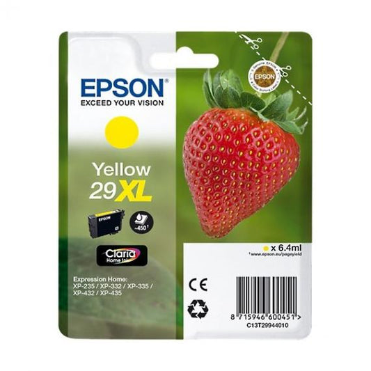 ORIGINALE EPSON T2994XL GIALLA PER EPSON EXPRESSION HOME XP235 XP332 XP335 XP432 XP435 2994 29XL C13T29944010 CAPACITA 6,4ML