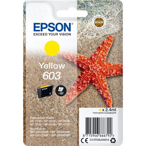 ORIGINALE EPSON T603 GIALLA C13T03U44010 PER EPSON PER XP-2100,3100,WF-2810,2830,2835 CAPACITA 130 PAGINE