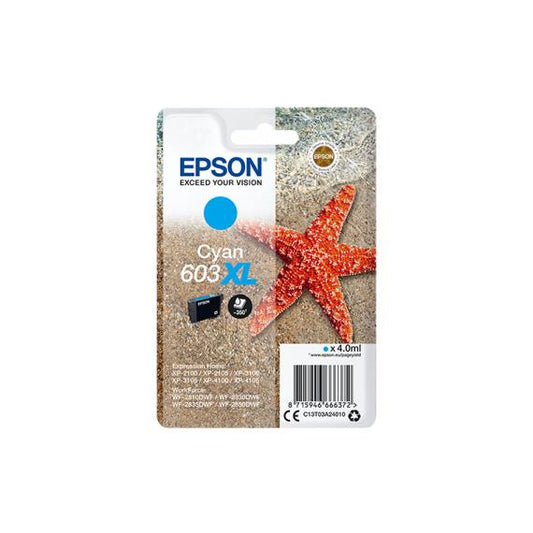 ORIGINALE EPSON T603XL CIANO C13T03A24010 CARTUCCIA PER EPSON PER XP-2100,3100,WF-2810,2830,2835 CAPACITA 350 PAGINE