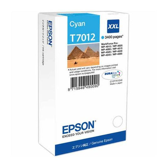 ORIGINALE EPSON T7012XXL CIANO C13T70124010 PER EPSON Workforcepro 4015DN,4515DN,4525DNF CAPACITA 3400 PAGINE