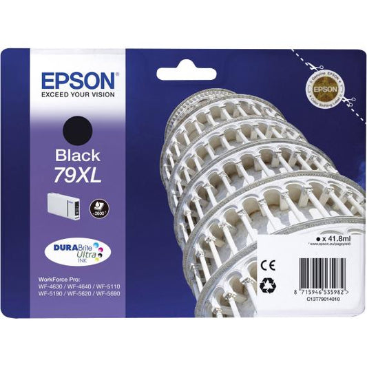 ORIGINALE EPSON T7901 NERA C13T79014010 PER EPSON WF4630 4640 5620 5110DW 5690DW 5190DW 79XL 41.8ML - 2.600 PAG.