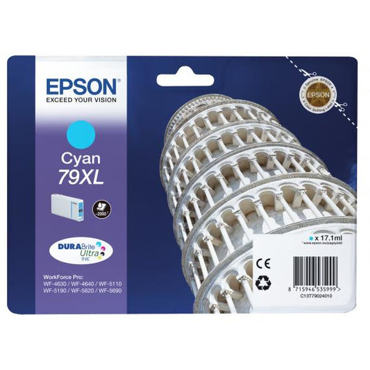 ORIGINALE EPSON T7902 CIANO C13T79024010 PER EPSON WF4630 4640 5620 5110DW 5690DW 5190DW 79XL 17.1ML - 2.000 PAG.