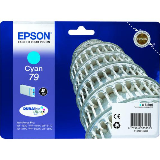 ORIGINALE EPSON T7912 CIANO C13T79124010 PER EPSON WF4630 4640 5620 5110DW 5690DW 5190DW 79 6.5ML - 800 PAG.