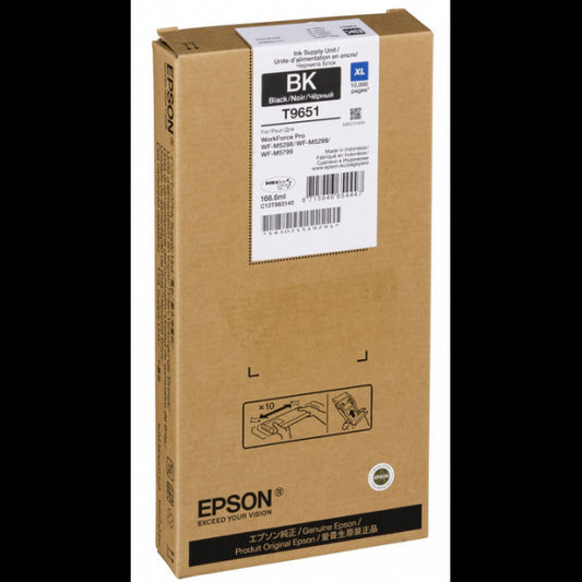 Originale Epson T9651 nero pigmentato C13T965140 cartuccia per Epson WorkForce Pro WF-M5298DW,5299,5799 capacità 10.000 pagine