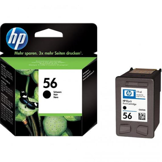 ORIGINALE HP 56 NERA PER HP DeskJet 45051505550 C6656AE CAPACITA 19ML - 520 PAGINE