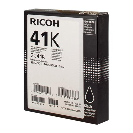 ORIGINALE RICOH GC41K GEL NERA 405761 PER RICOH Aficio SG 3110DN SG 3100SNW 3110SFNW GC-41K 2.500 PAGINE