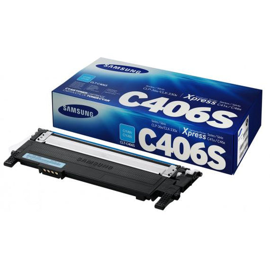 ORIGINALE SAMSUNG CLT-C406S CIANO PER SAMSUNG CLP 360 365 3300 3305 C460 C410 CAPACITA 1.000 PAGINE